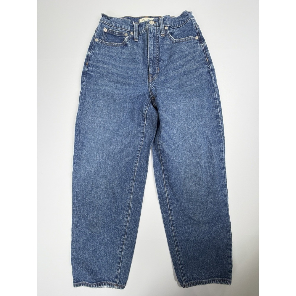 Madewell Balloon Jeans Women 25 Blue High Rise Relaxed Tapered Denim